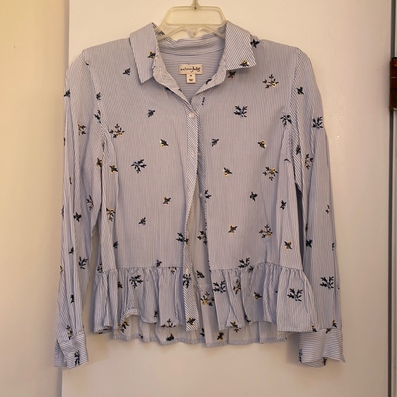 Maison Jules blue flower detailed blouse - Picture 1 of 4